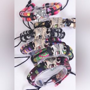 27242 Six Pk of Leather Elephant Aztec Macrame Wrap Bracelets Wholesale Lot Box
